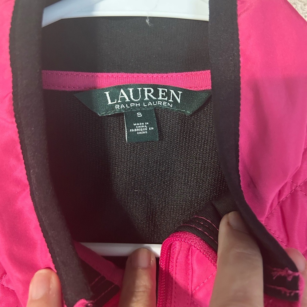 Lauren Ralph Lauren Vest Womens Medium S Pink Black Full Zip Performance Puffer - Picture 8 of 8